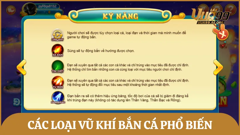 Tổng hợp các loại vũ khí bắn cá phổ biến nhất trong game online