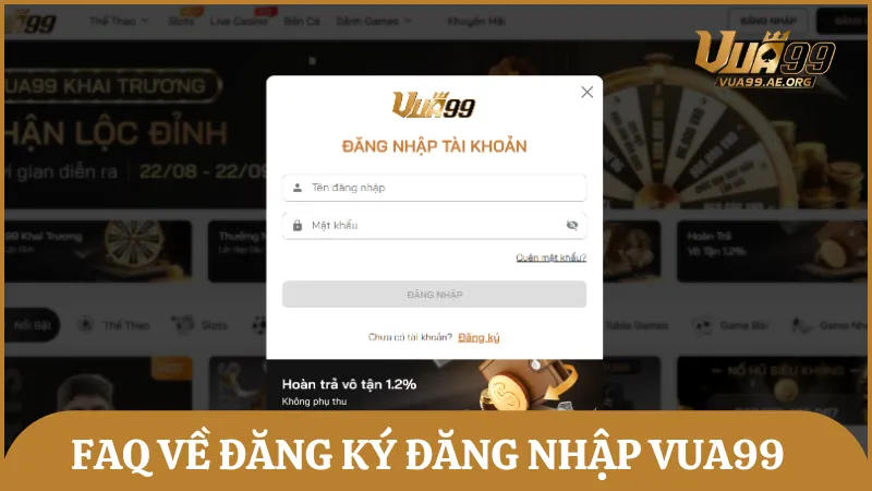 Câu hỏi hay gặp nhất về quá trình đăng ký và đăng nhập tại Vua99
