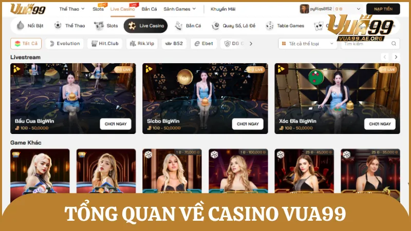 Casino Vua99 – Sảnh cược live chất lượng và đa dạng trò chơi